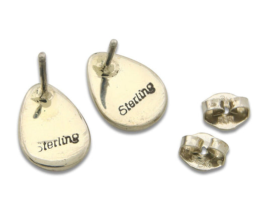 Navajo Earrings 925 Silver Pink Mussel Native American Artist C.80's