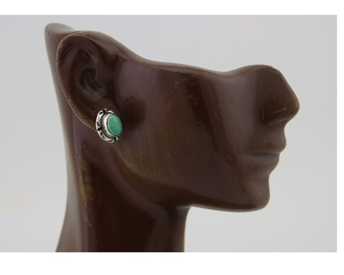 Navajo Earrings 925 Silver Turquoise Native American Artist C.80's