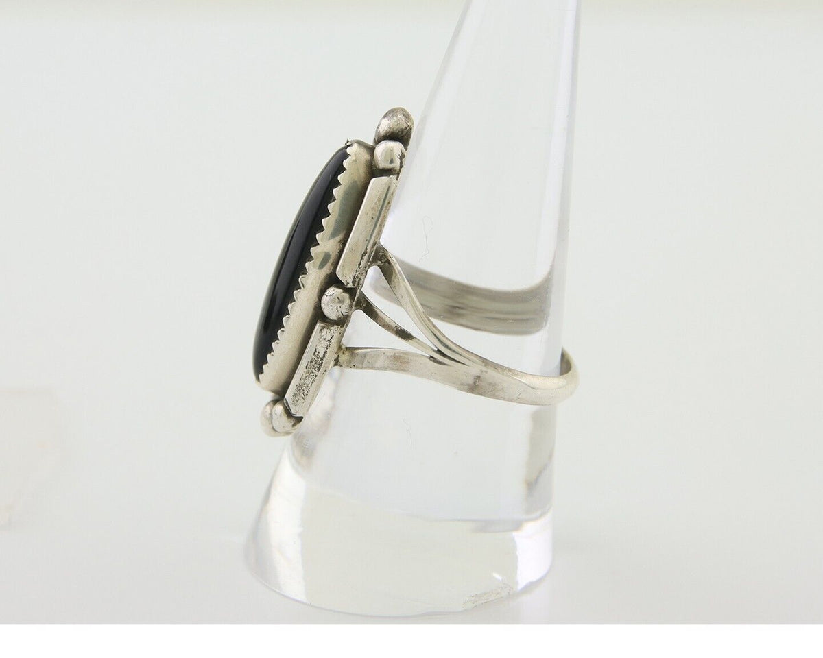 Navajo Handmade Ring 925 Silver Black Onyx Artist Signed SC C.80's