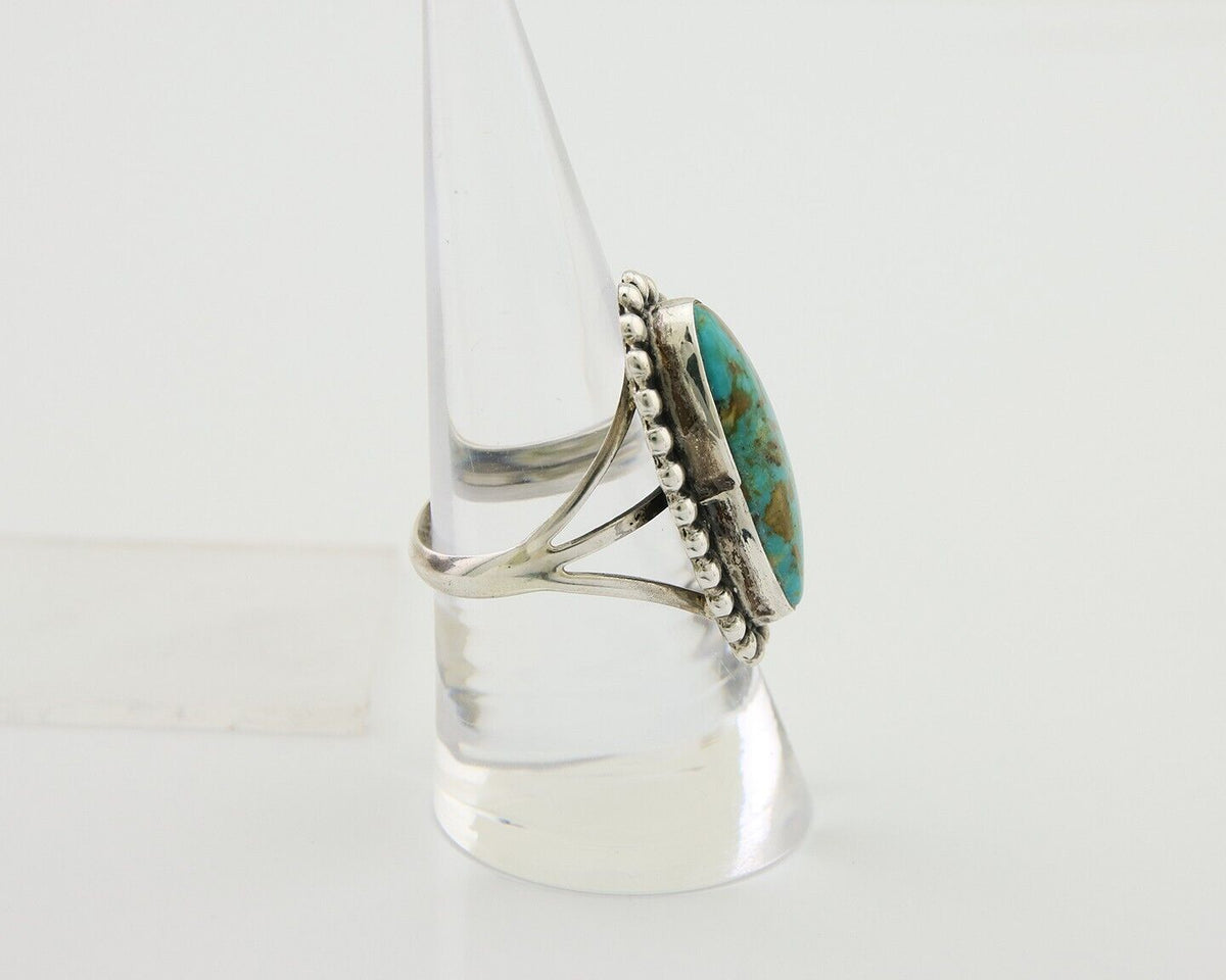 Navajo Shield Ring 925 Silver Arizona Turquoise Native Artist C.80's