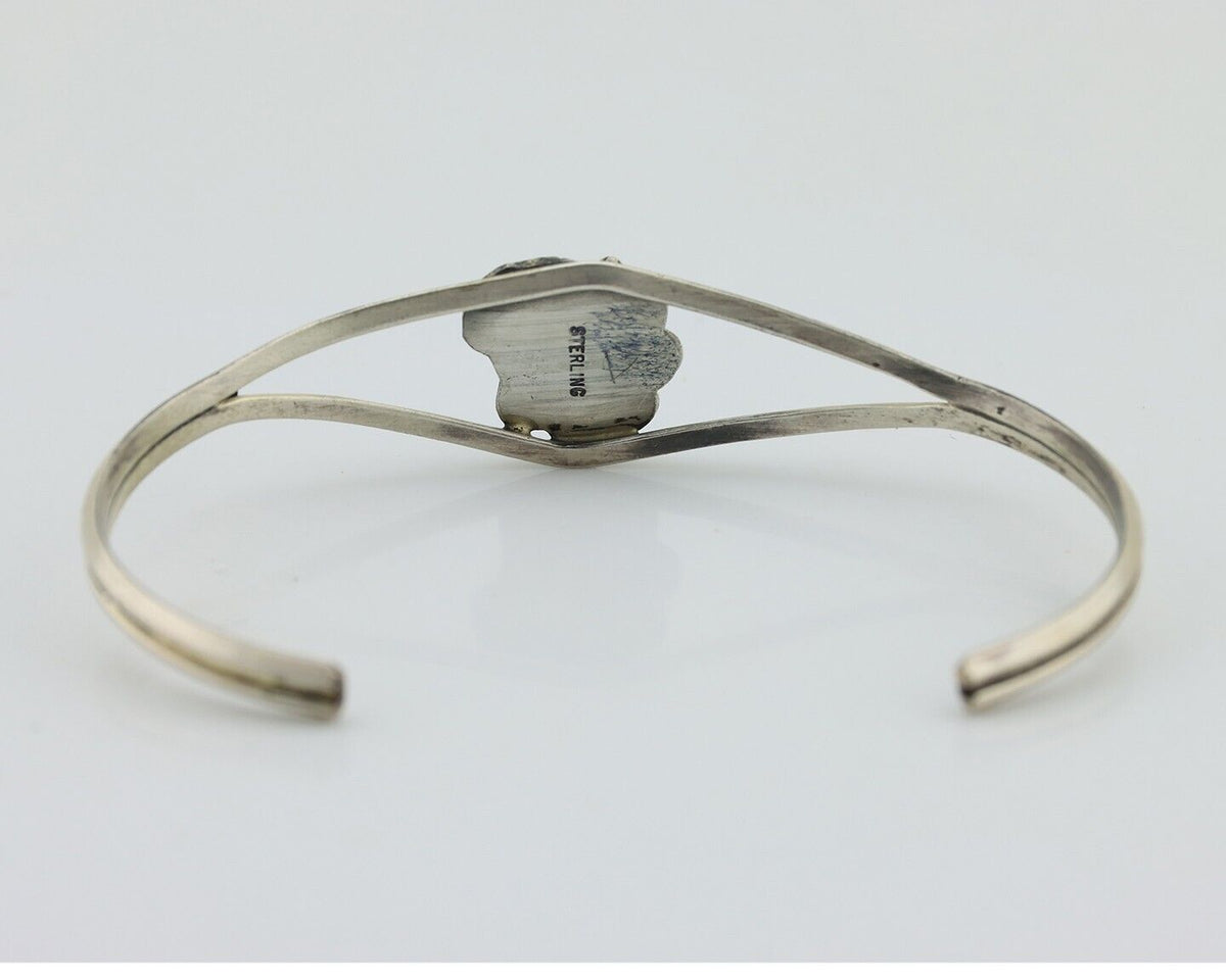 Navajo Bracelet 925 Silver Sleeping Beauty Turquoise Native American Artist C80s