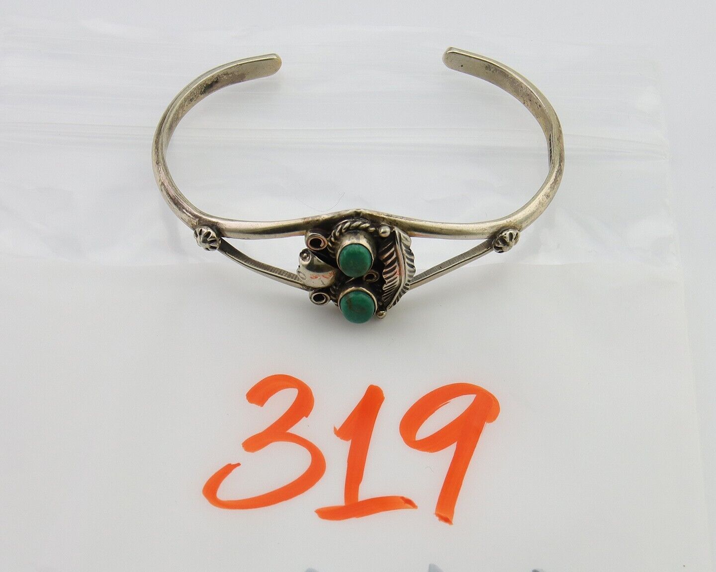 Navajo Bracelet 925 Silver Cuff Turquoise Handmade Native Artist C.80's