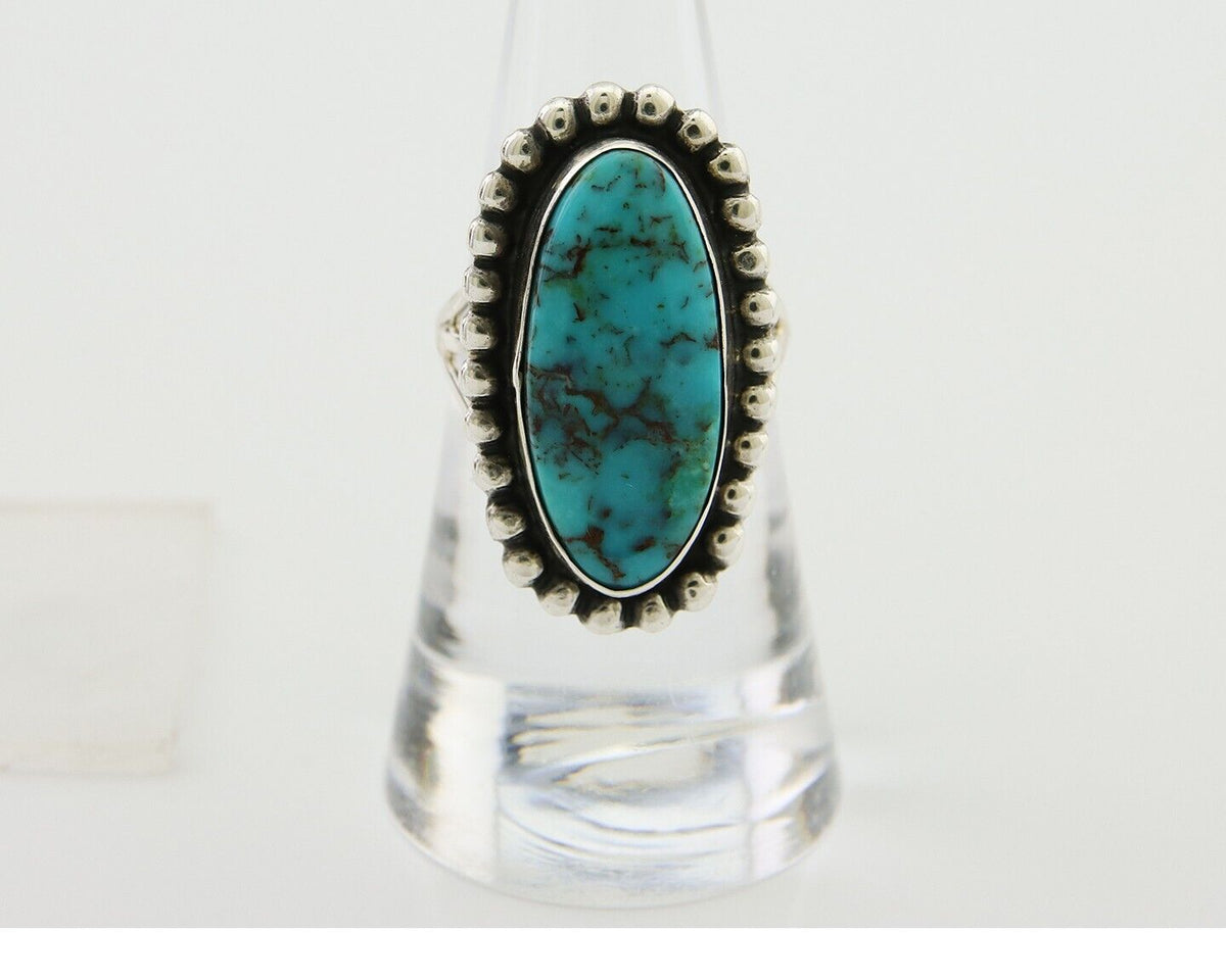 Navajo Shield Ring 925 Silver Arizona Turquoise Native Artist C.80's