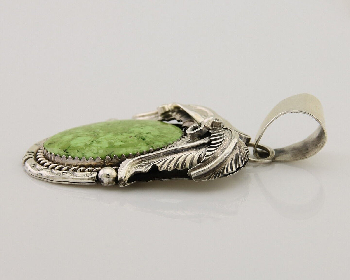 Navajo Pendant 925 Silver Natural Mojave Turquoise Signed E Kee C.80's