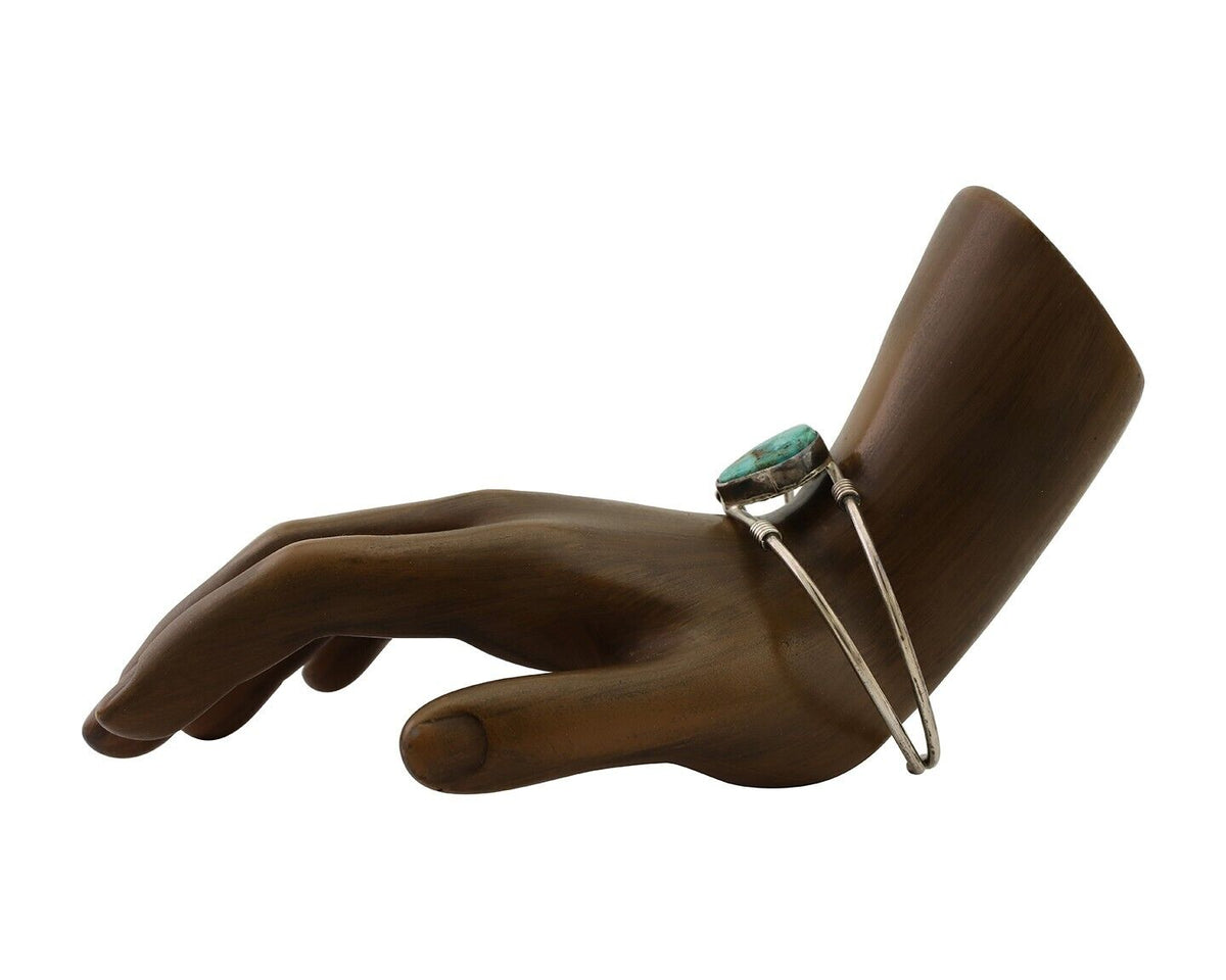 Navajo Cuff Bracelet 925 Silver Natural Blue Turquoise Native American C.80's