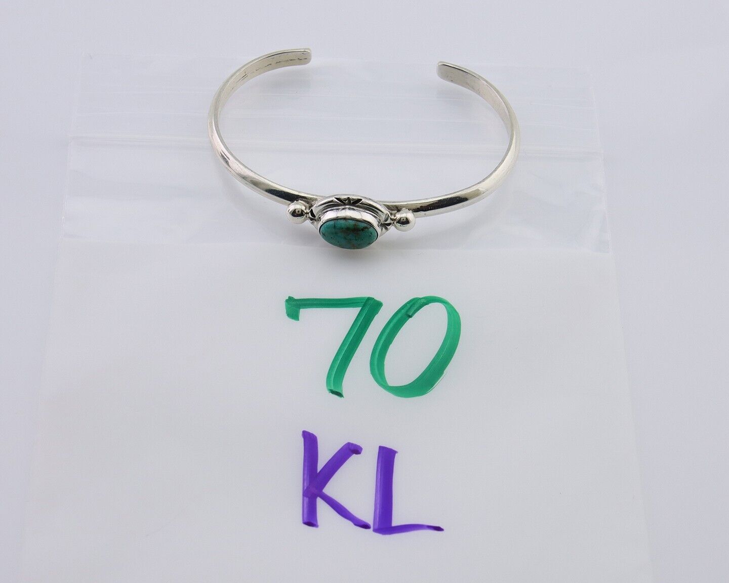 Navajo Bracelet 925 Silver Natural Turquoise Native American Artist C.80's