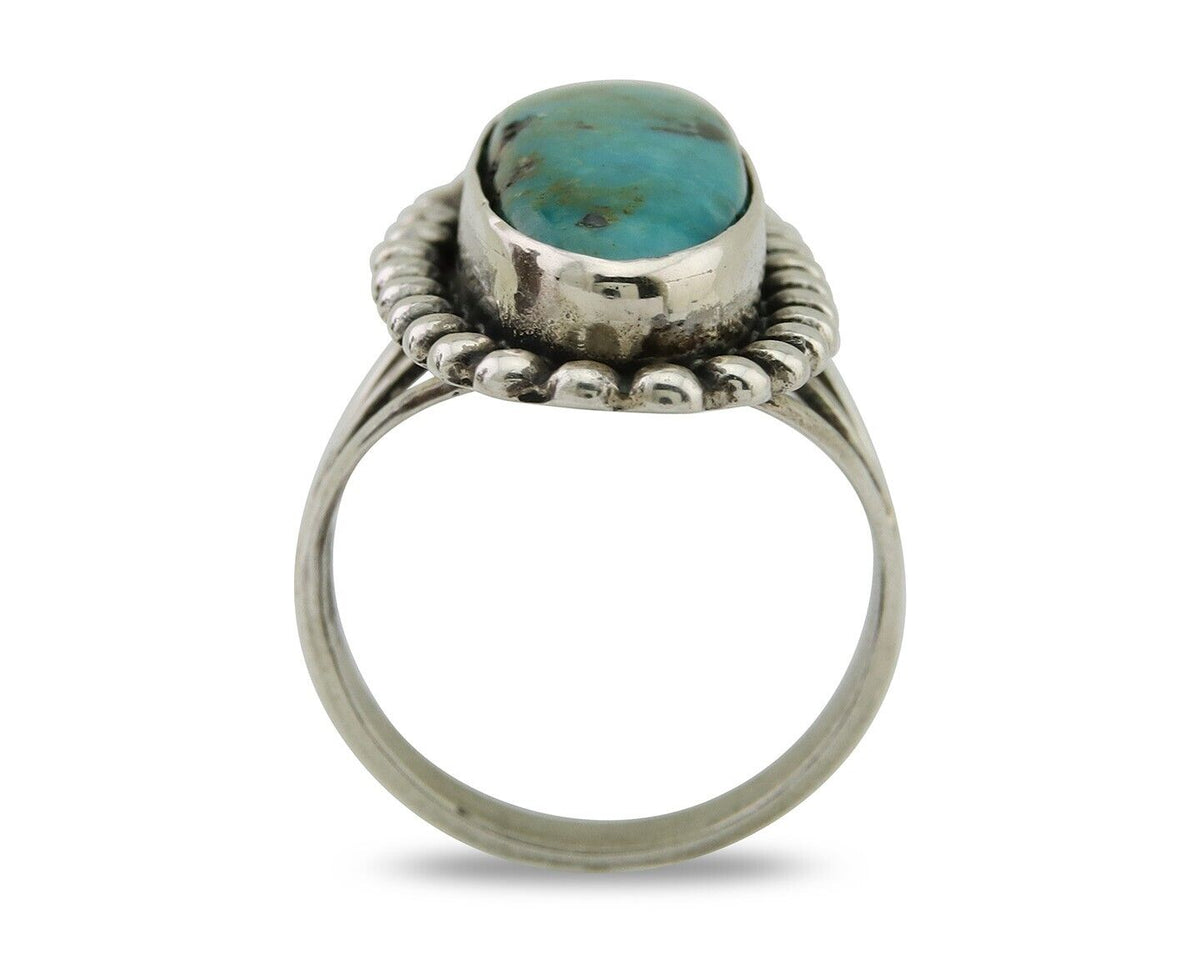 Navajo Shield Ring 925 Silver Arizona Turquoise Native Artist C.80's