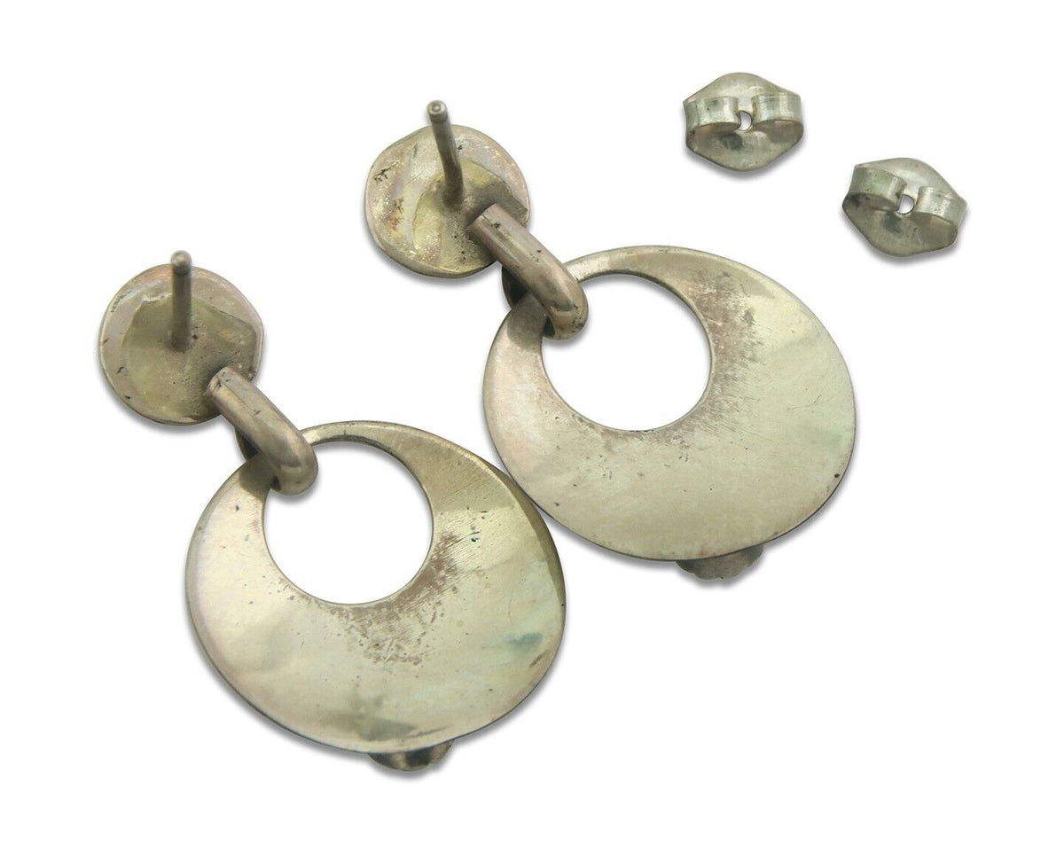 Navajo Earrings 925 Silver Natural Turquoise Native American Artist C80s