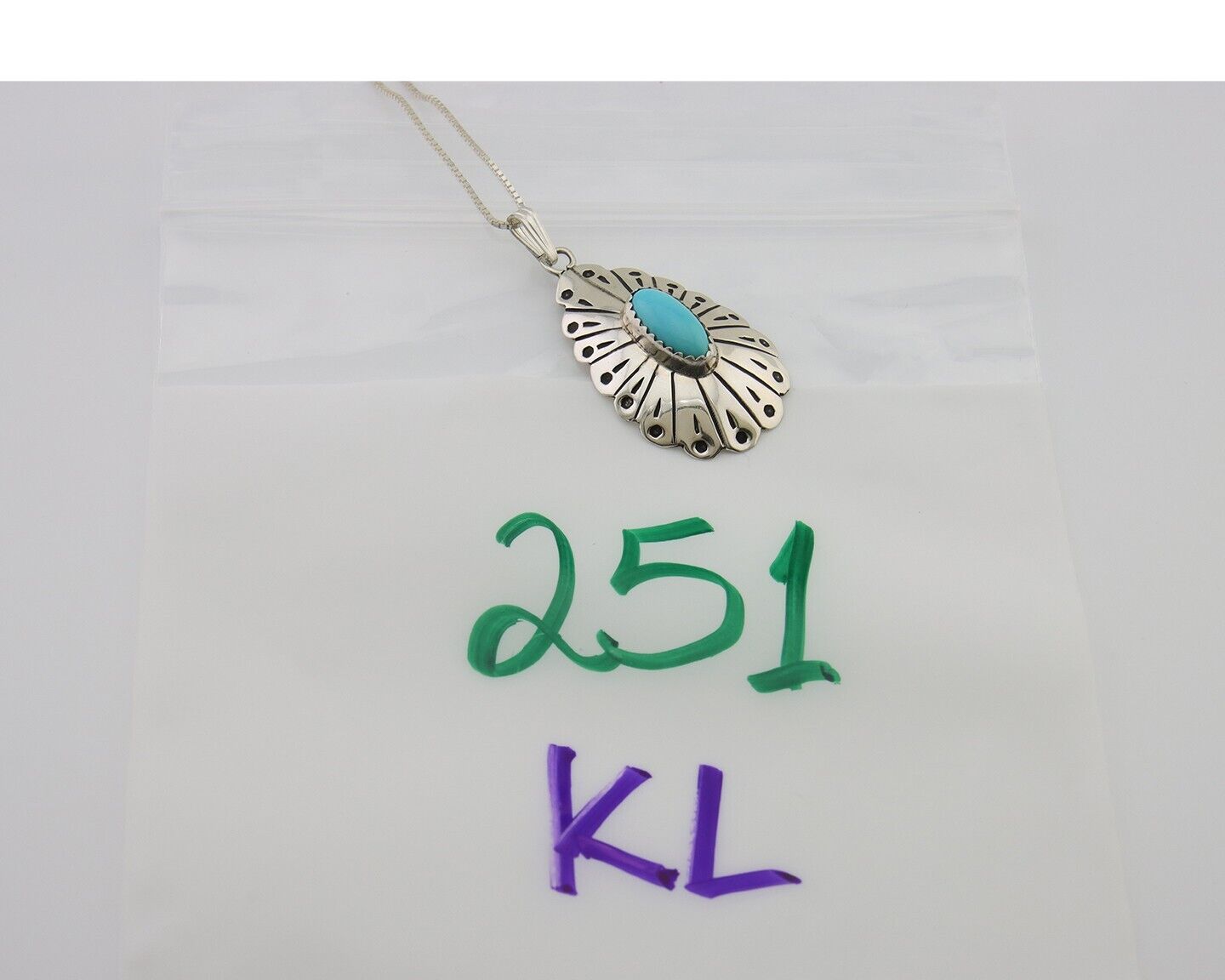 Navajo Necklace 925 Silver Natural Turquoise Native American Artist C.80's