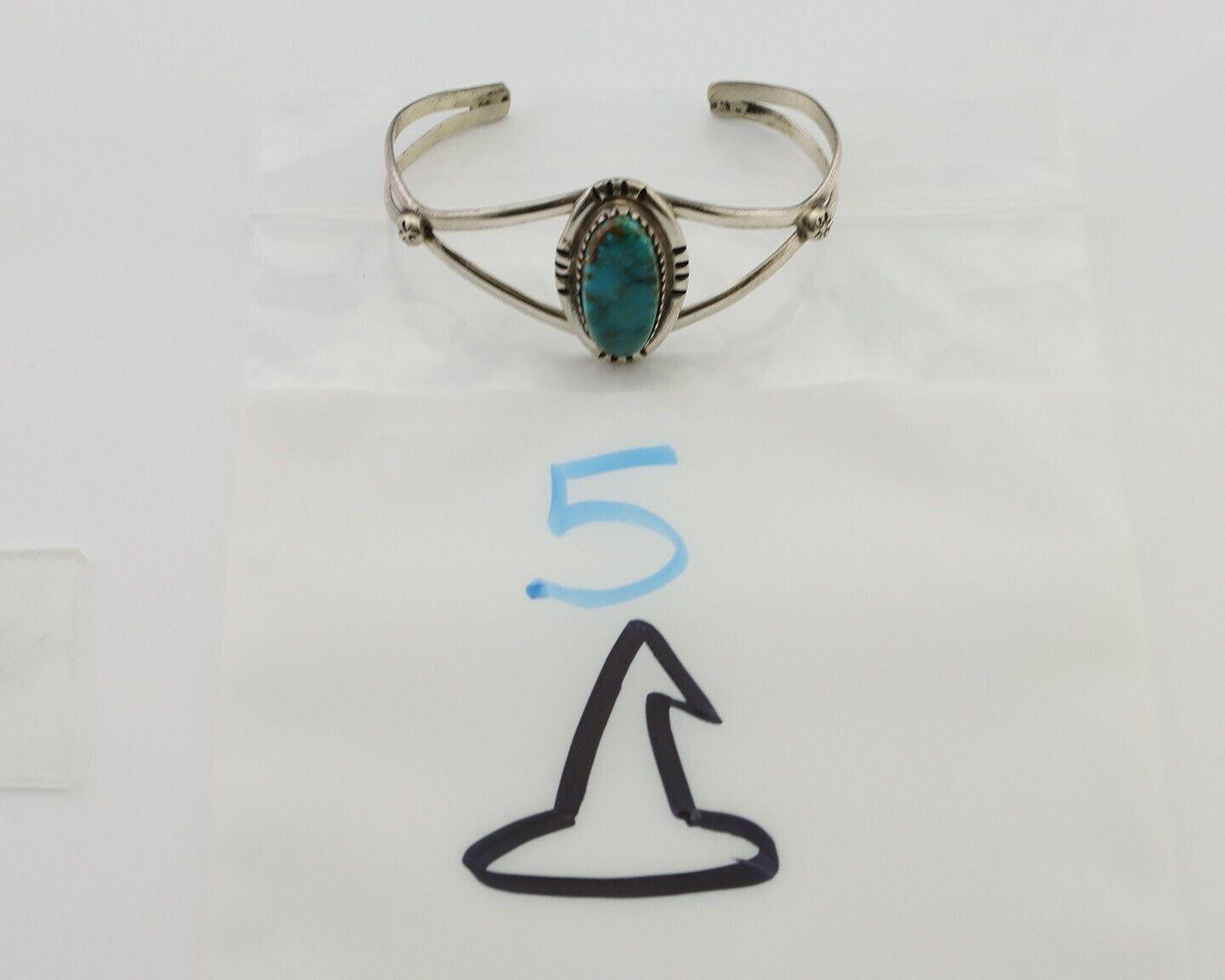 Navajo Bracelet 925 Silver Kingman Turquoise Native American Artist C.80's