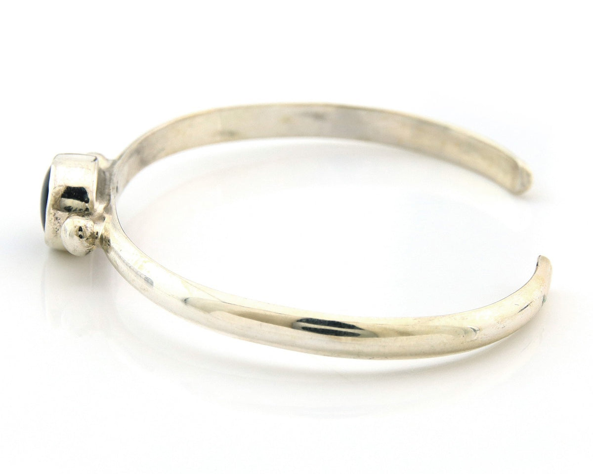 Navajo Cuff Bracelet Sterling Silver Natural Mined MOP Native Artist
