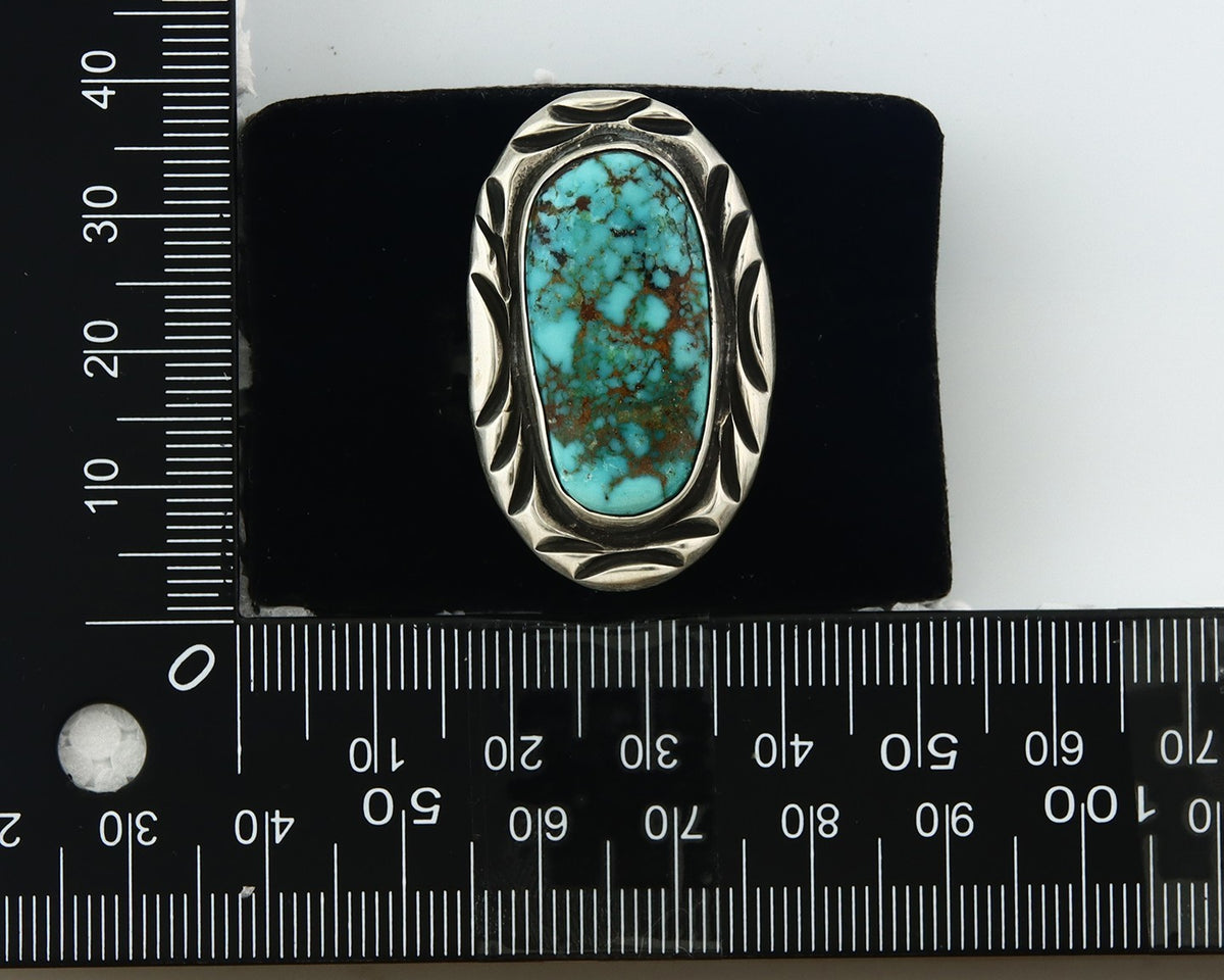 Vintage Navajo Ring 925 Sterling Silver Turquoise Signed C Montoya Size 8.25