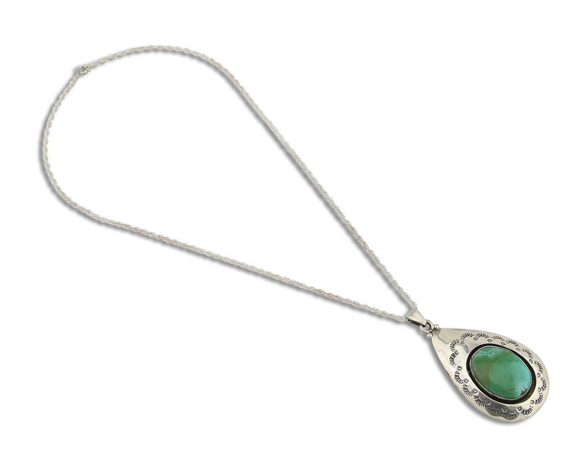 Navajo Royston Turquoise Necklace 925 Silver Artist Signed MC C.80's