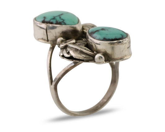Navajo Handmade Ring 925 Silver Natural Tuquoise Artist Signed R E C.80's