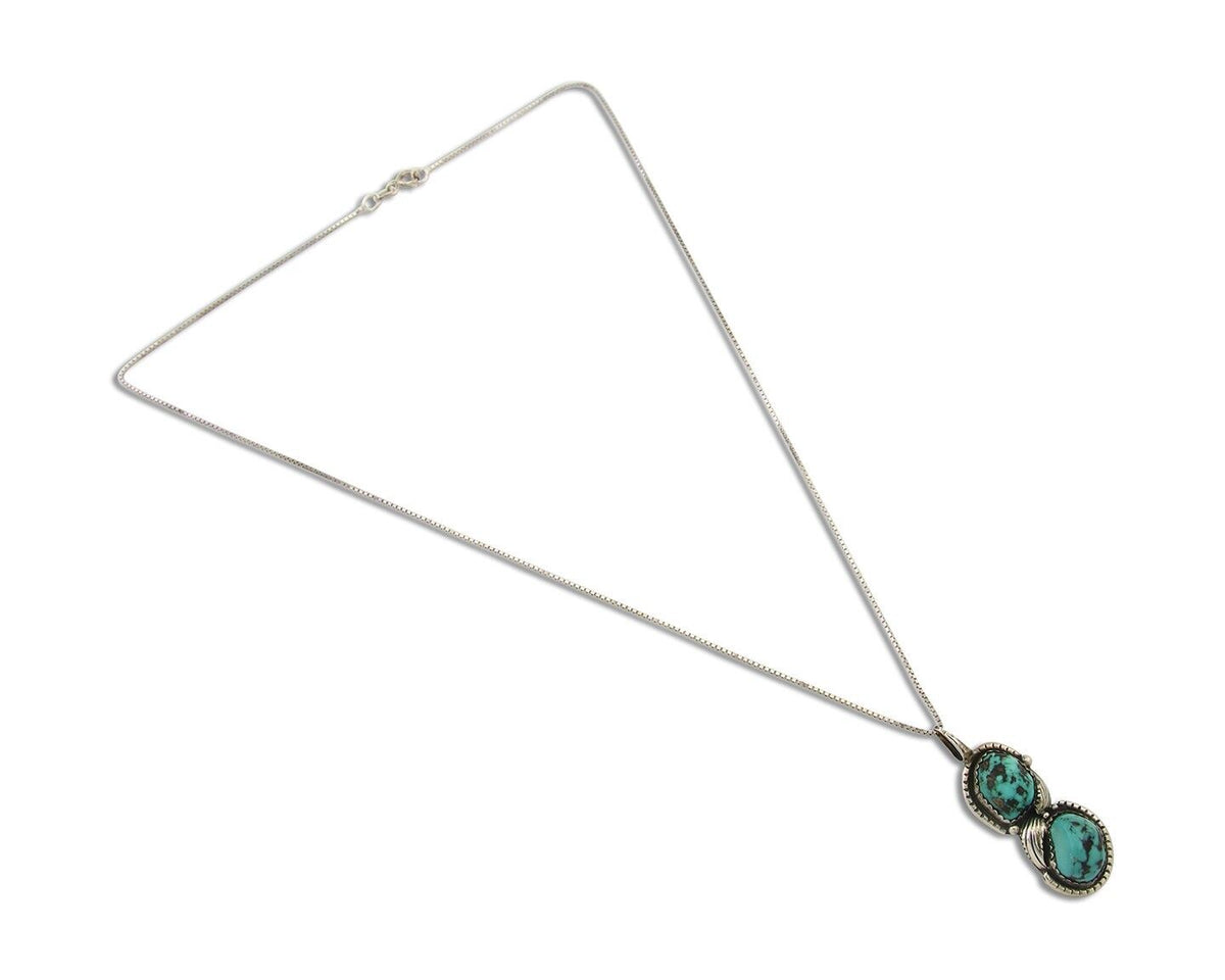 Navajo Necklace 925 Silver Natural Turquoise Artist Signed Tom Willeto C.80's