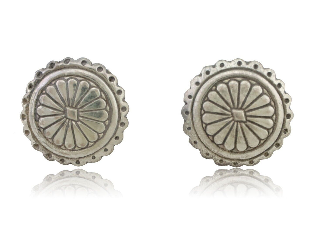 Navajo Small Shield Earrings 925 Silver Native American Artist C.80's