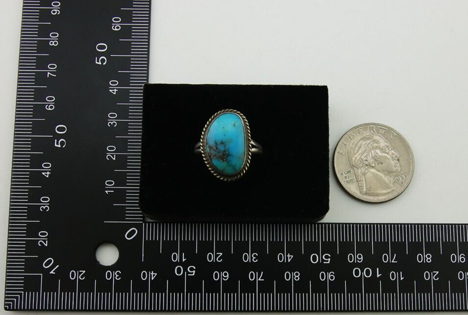 Navajo Ring 925 Sterling Silver Turquoise Native American Artist C.80's