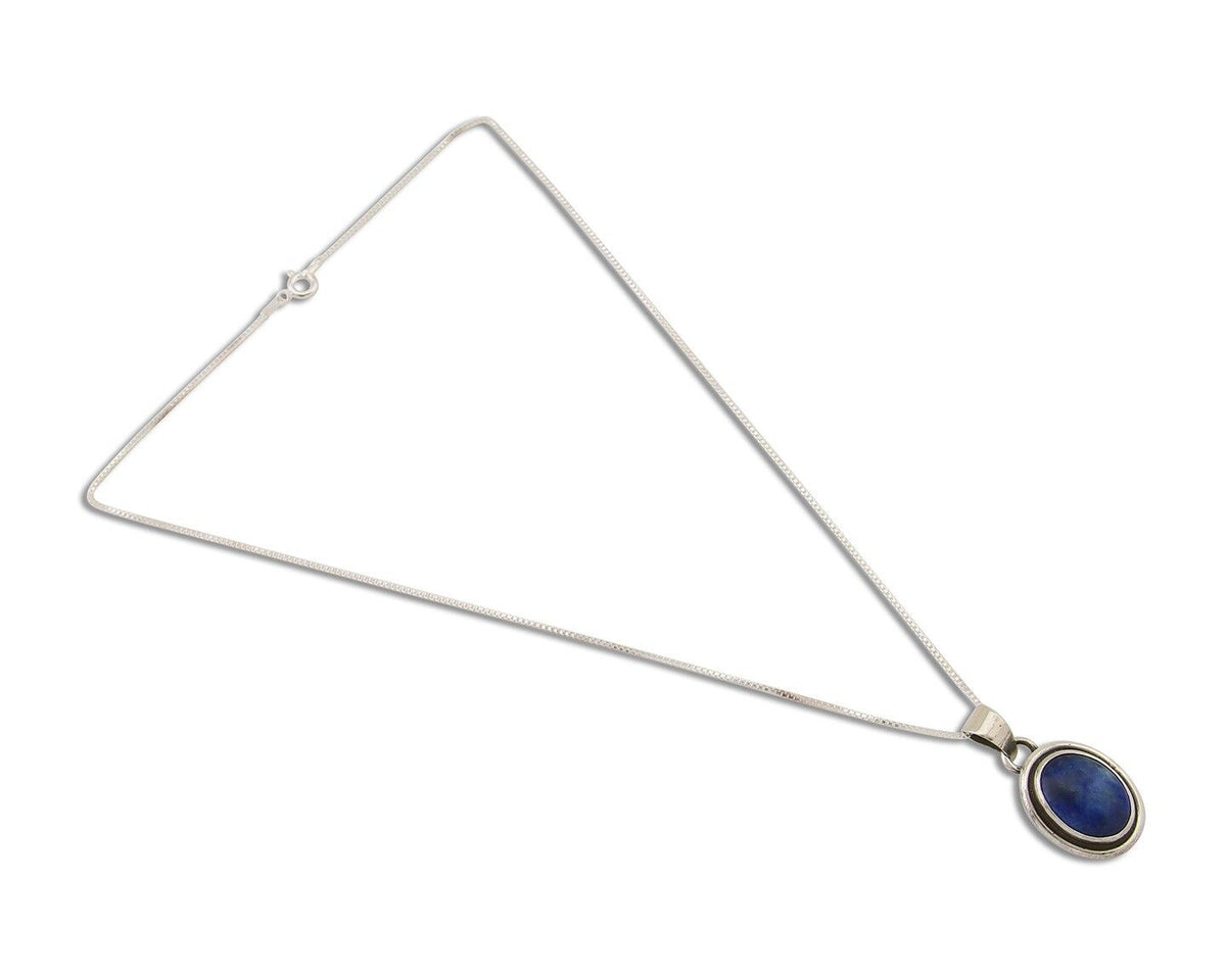Navajo Pendant 925 Silver Natural Lapis Lazuli Signed Sunrise C.80's
