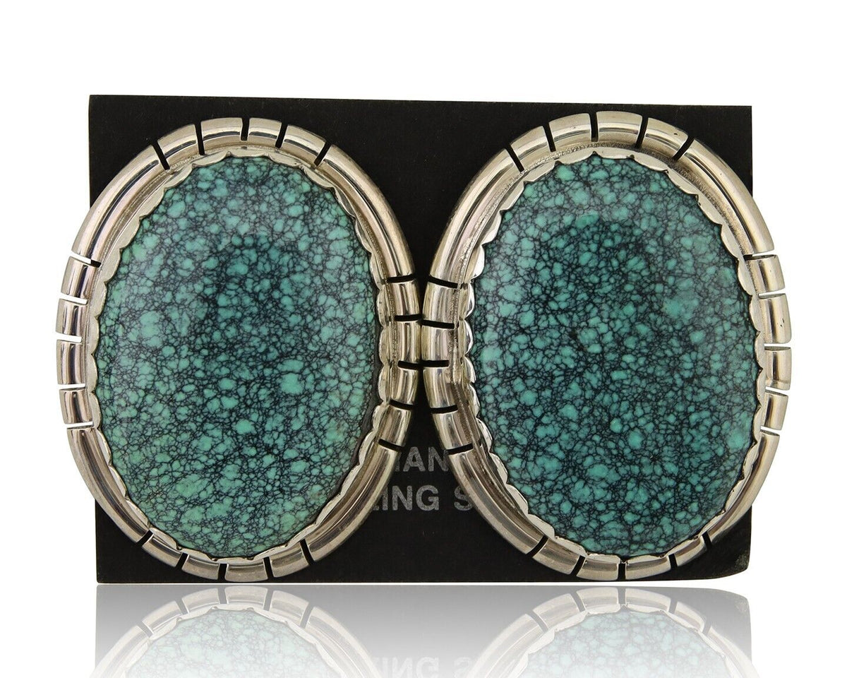Navajo Earrings 925 Silver Mine 8 Turquoise Native American Artist C.80's