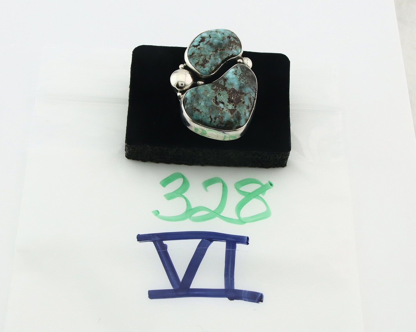 Vintage Navajo Ring 925 Sterling Silver Turquoise Signed David Zachary Size 8.25