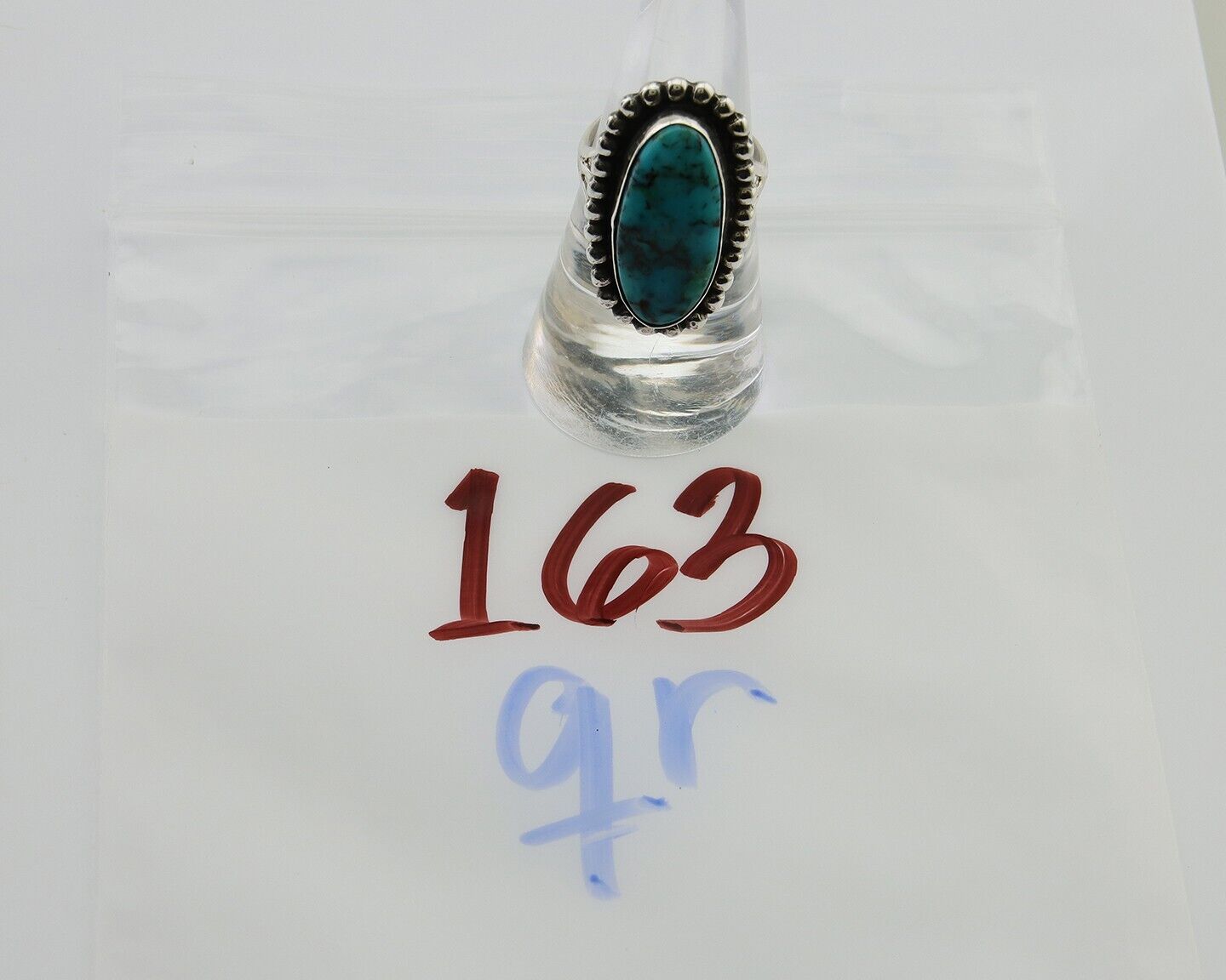 Navajo Shield Ring 925 Silver Arizona Turquoise Native Artist C.80's