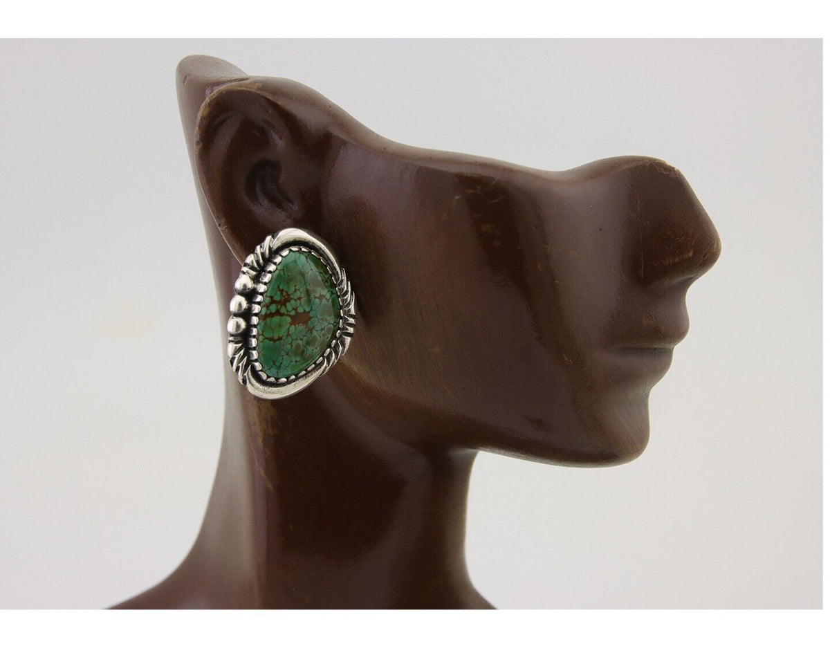 Navajo Earrings 925 Natural Royston Turquoise Native American Artist C.80's