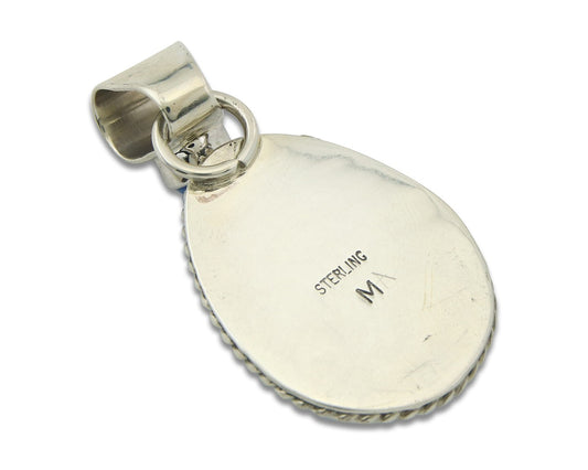 Navajo Sterling Silver Pendant Denim Lapis Authentic Vintage Signed M