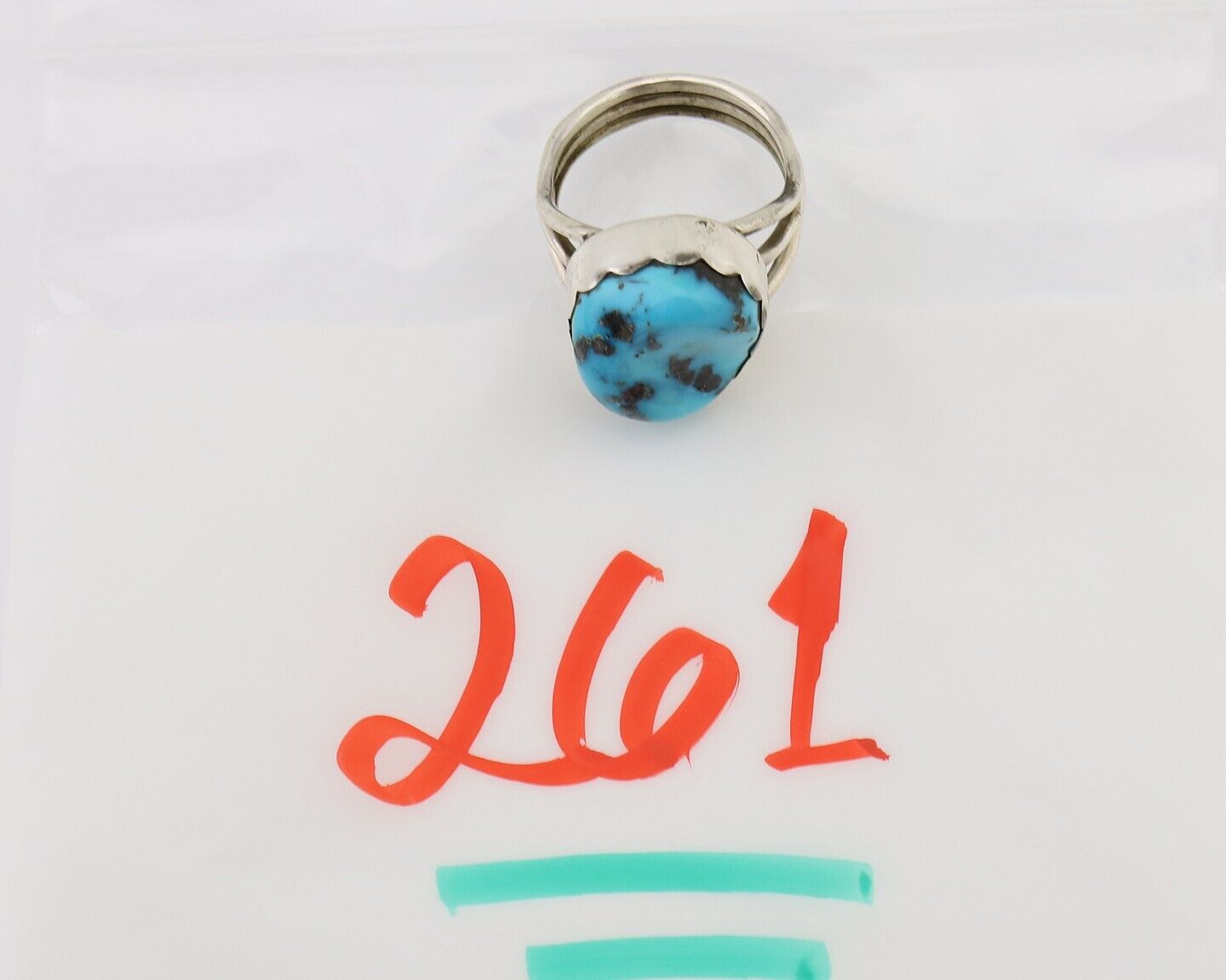 Navajo Ring 925 Silver Natural Blue Turquoise Signed Tony Guerro C.80's