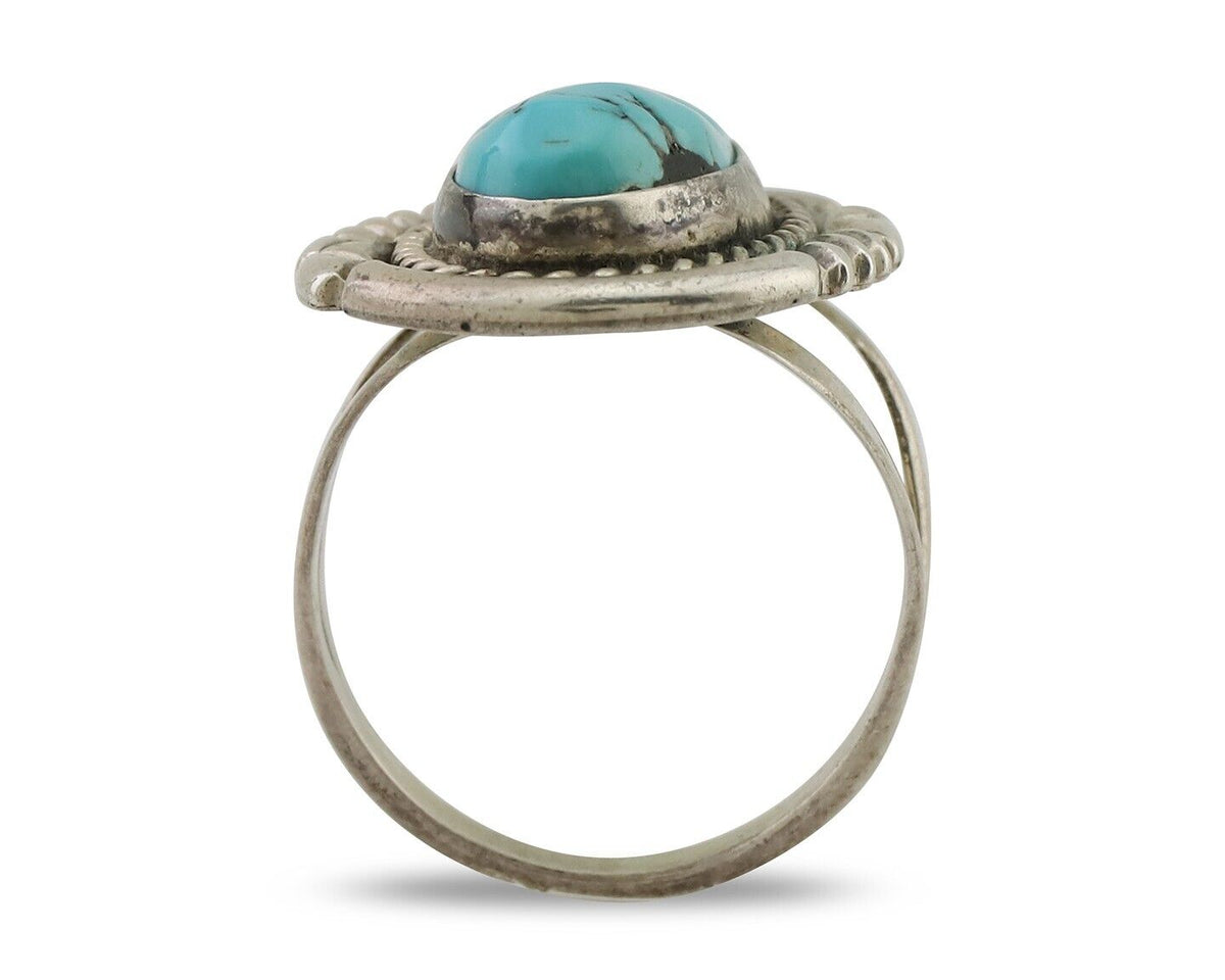 Navajo Turquoise Ring 925 Silver Handmade Native American Artist C.80's