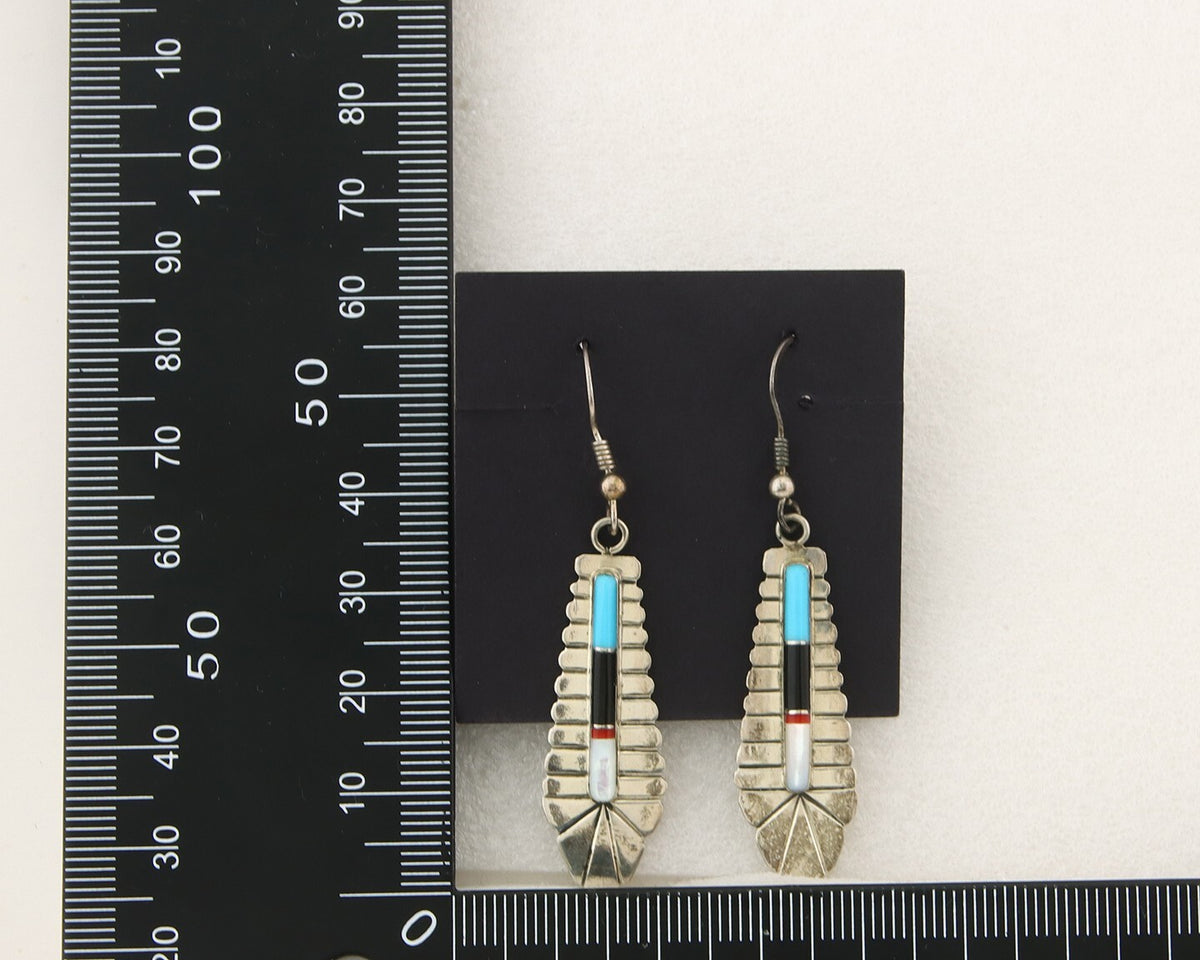 Navajo Earrings 925 Silver Natural Gemstone Artist Signed YY C.80's