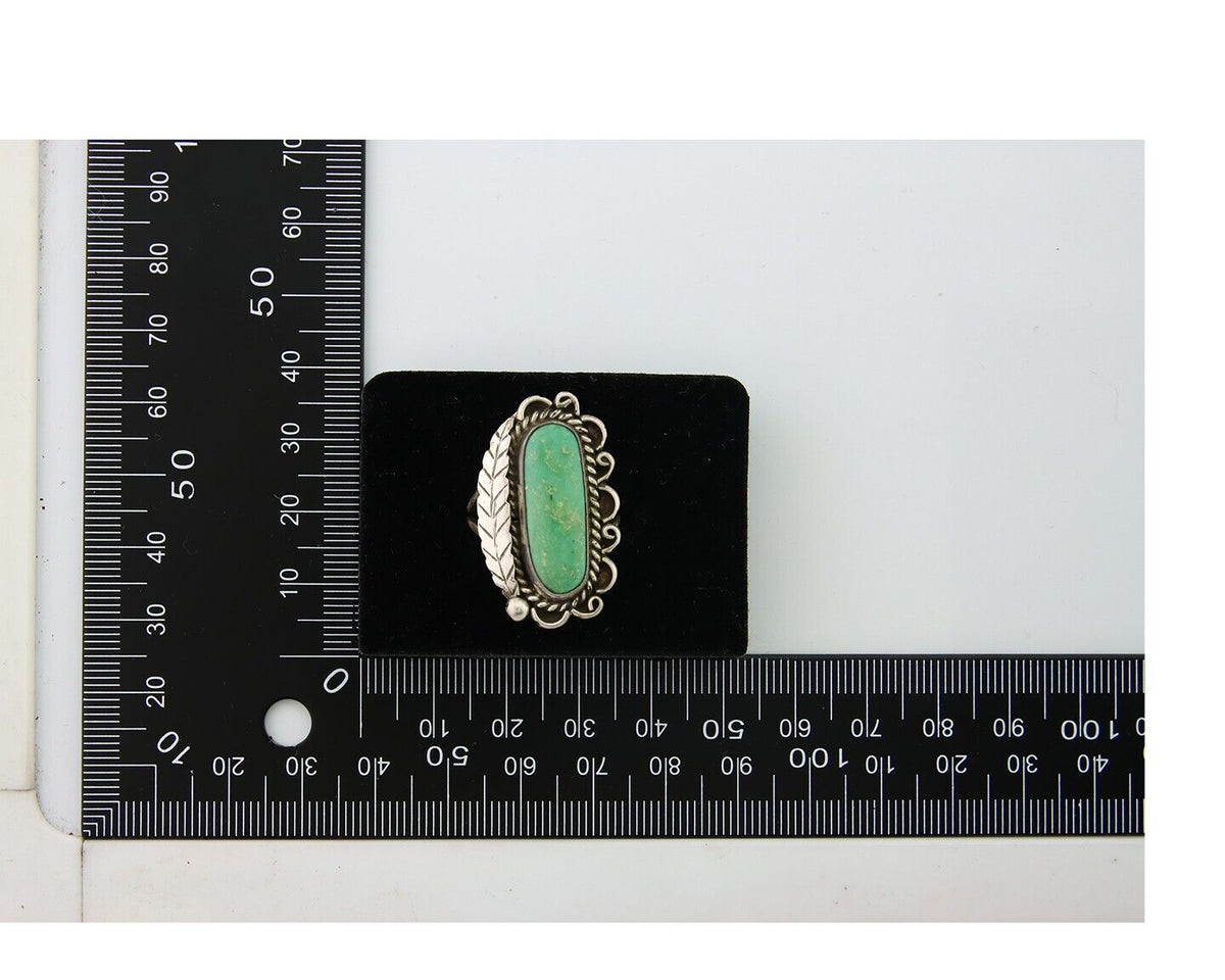 Navajo Ring .925 Sterling Blue Turquoise Artist Signed R Yazzie C.80's