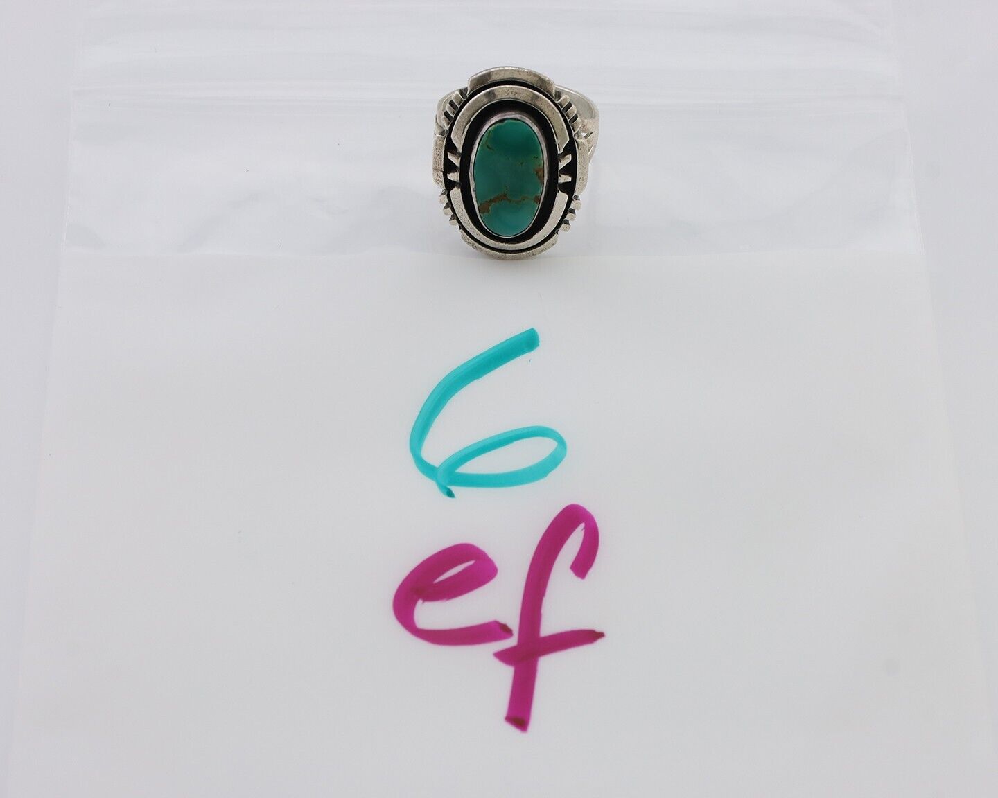 Navajo Ring 925 Silver Turquoise Signed William Denetdale Artist Sz 7.0 C.80's