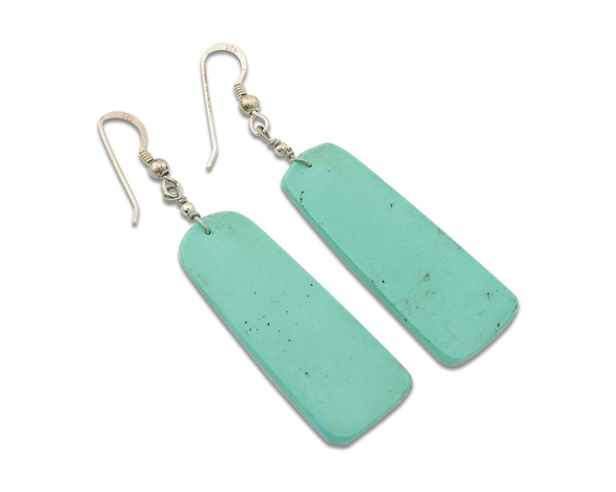 Santo Domingo Earrings 925 Silver Natural Turquoise Native American Artist C80s