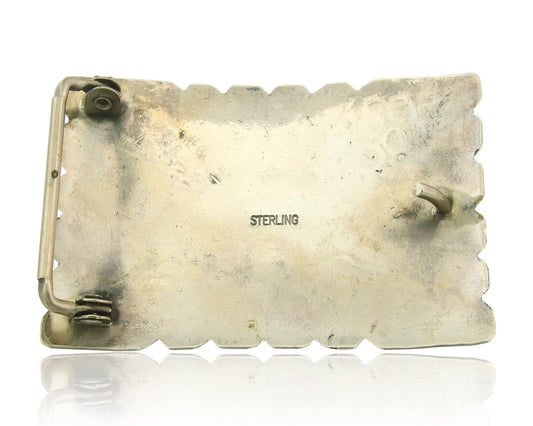 Vintage Navajo Belt Buckle 925 Silver Natural Turquoise Native Artist