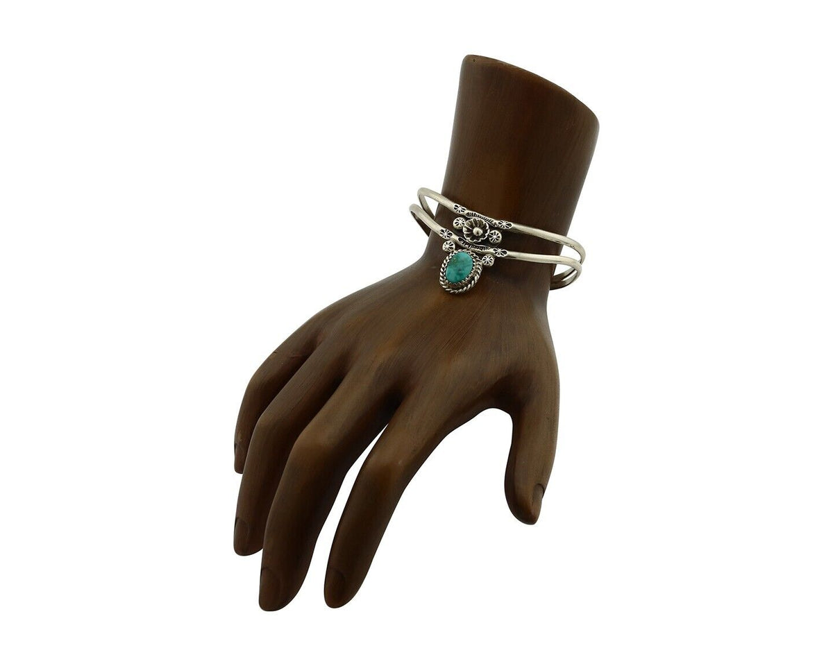 Navajo Bracelet 925 Silver Kingman Turquoise Artist Native American C.80's