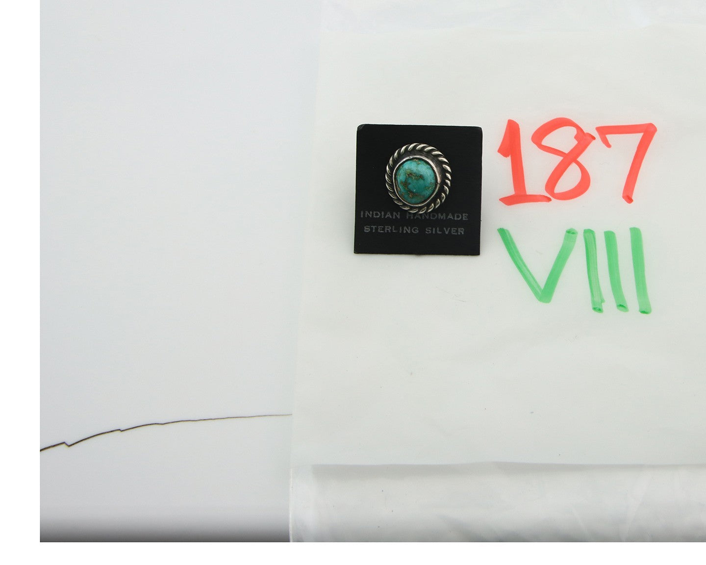 Navajo Tie Tack 925 Silver Natural Turquoise Native Artist Vintage