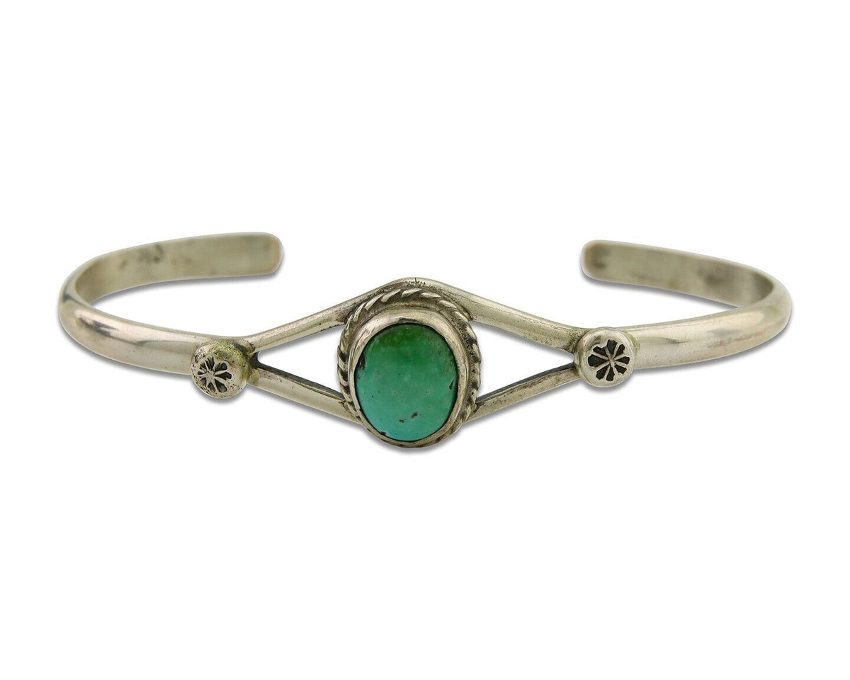 Navajo Cuff Bracelet 925 Silver Turquoise Native American Artist Handmade C.80's