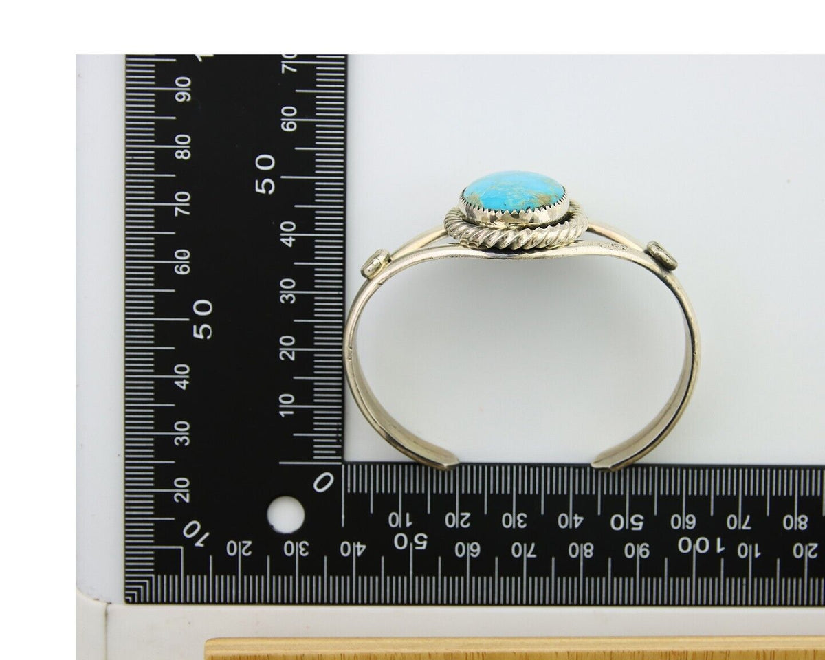 Navajo Bracelet 925 Silver Cuff Turquoise Handmade Artist Signed MM Rogers C80's