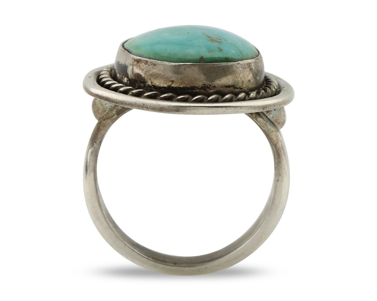 Navajo Ring 925 Silver Blue Turquoise Native American Signed C.80's