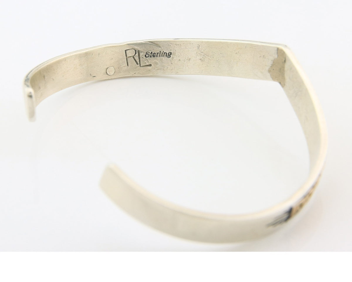 Navajo Cuff Bracelet Sterling Silver & Gold Vintage Signed RL
