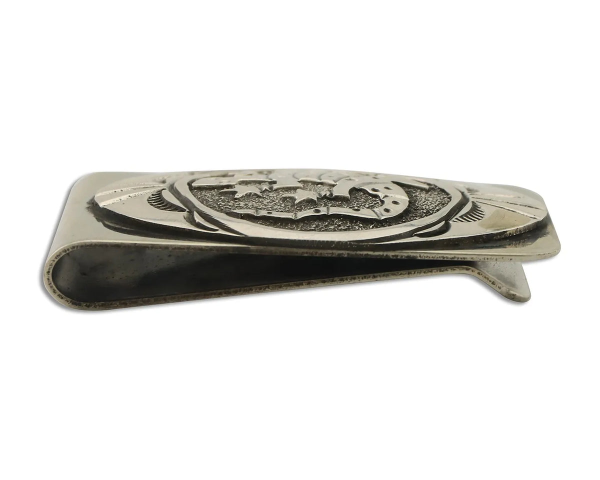 Navajo Lizard Money Clip .925 Silver & .999 Nickle Signed Gibson Gene C.80's