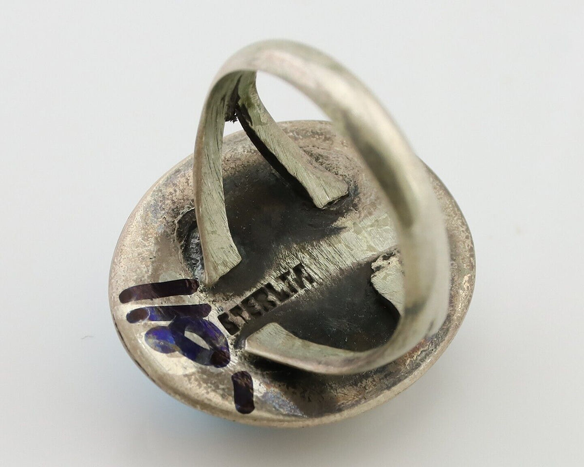 Navajo Handmade Ring 925 Silver Blue Turquoise Native American Artist C.80's