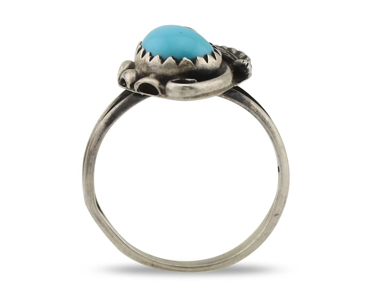 Navajo Ring 925 Silver Turquoise Artist Signed SkyStone Creations C.80's