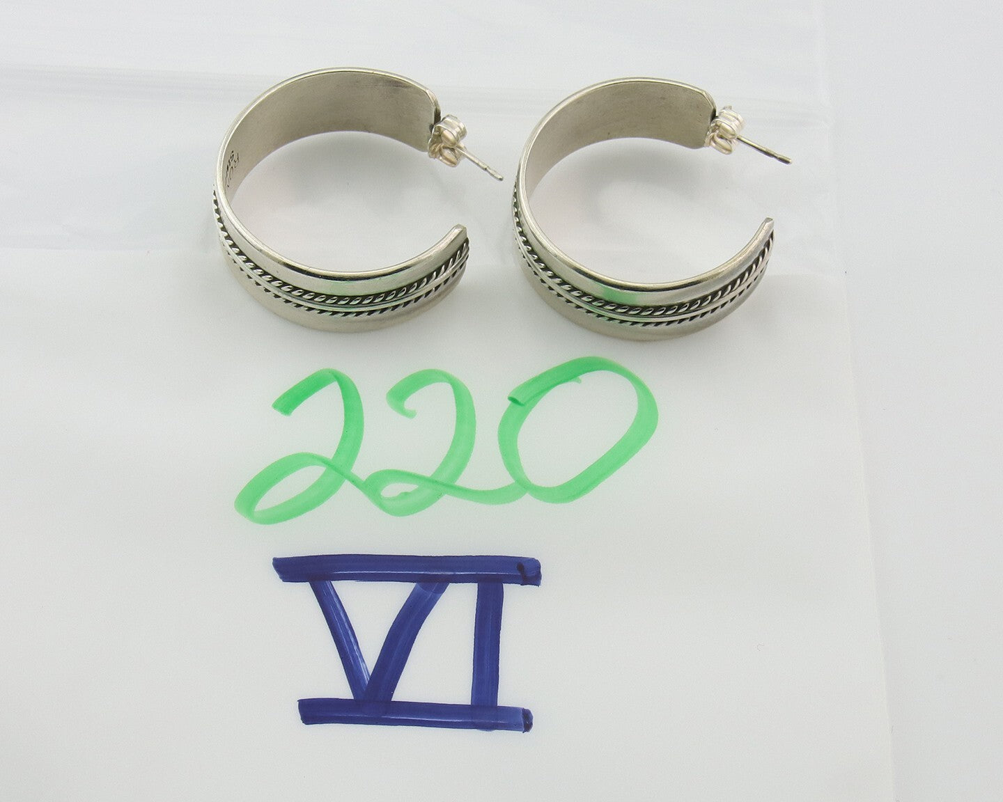 Navajo Hoop Earrings Sterling Silver Vintage Authentic Signed Ron Yazzie