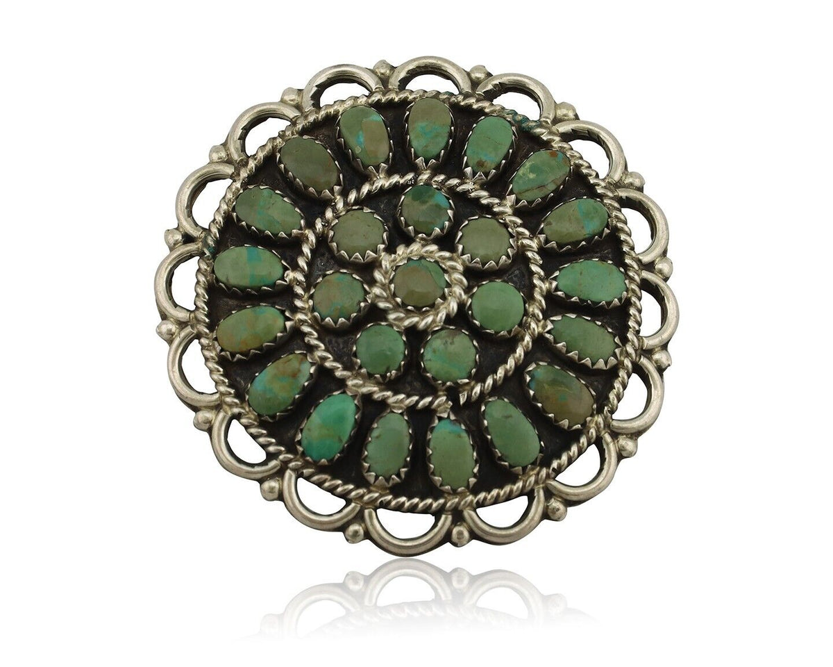 Navajo Pin Pendant 925 Silver Turquoise Signed Larry Moses Begay C.90's