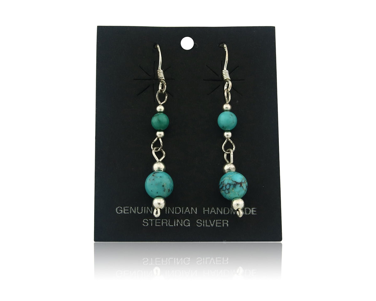 Navajo Earrings Sterling Silver Turquoise Vintage Dangle Handmade