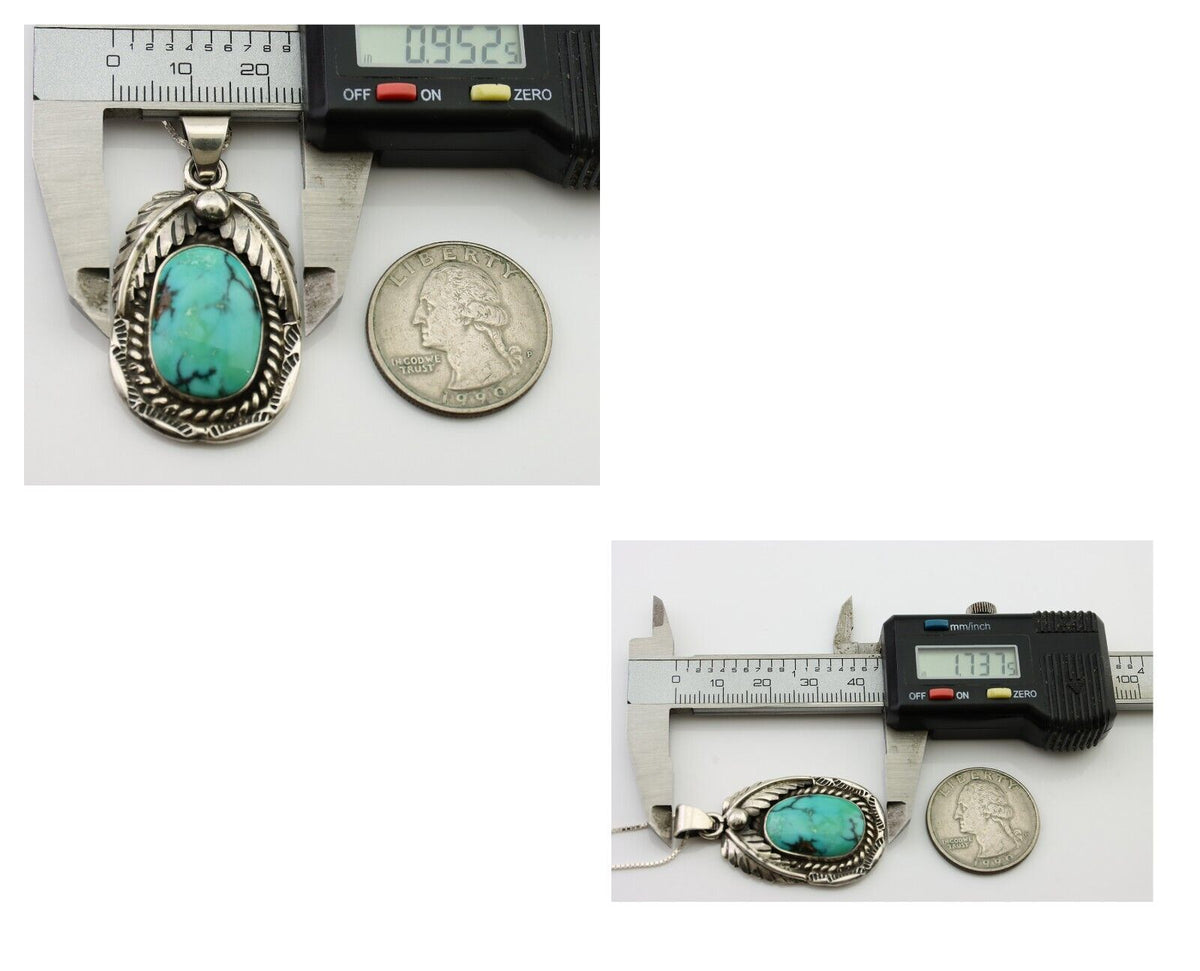 Navajo Turquoise Handmade Necklace 925 Silver Signed SunRise C.80's