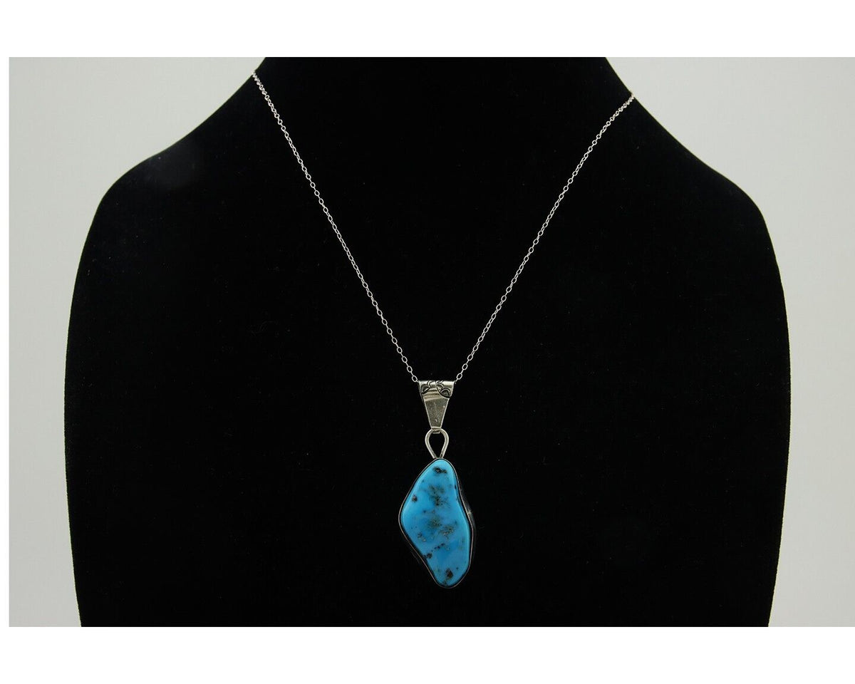 Navajo Necklace 925 Silver Blue Turquoise Artist Signed Tony Guerro C.80's
