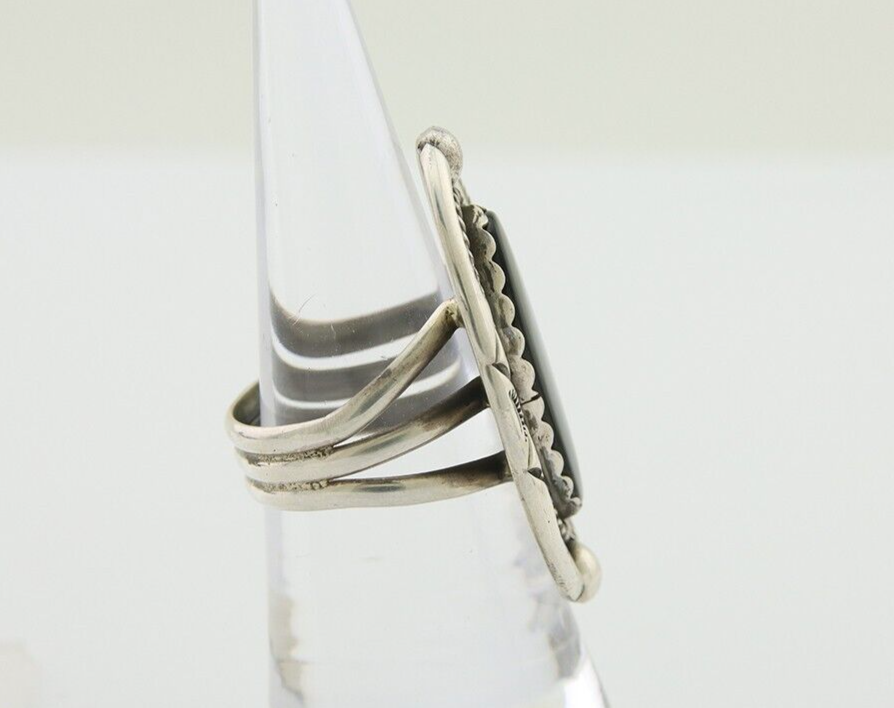 Navajo Ring 925 Silver Black Onyx Artist Signed V & N Edsitty C.80's