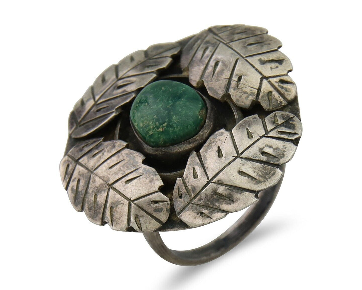 Vintage Navajo Handmade Ring 925 Silver Turquoise Native Artist Size 7.75